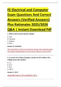 FE Electrical and Computer &NewLine;Exam Questions And Correct &NewLine;Answers &lpar;Verified Answers&rpar; &NewLine;Plus Rationales 2025&sol;2026 &NewLine;Q&A &vert; Instant Download Pdf 
