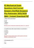 FE Mechanical Exam &NewLine;Questions And Correct &NewLine;Answers &lpar;Verified Answers&rpar; &NewLine;Plus Rationales 2025&sol;2026 &NewLine;Q&A &vert; Instant Download Pdf 