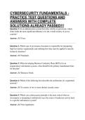 CYBERSECURITY FUNDAMENTALS - PRACTICE TEST QUESTIONS AND ANSWERS WITH COMPLETE SOLUTIONS ALREADY PASSED&excl;&excl;&excl;