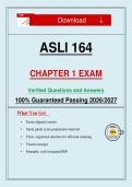 ASLI &NewLine;164 &NewLine;Chapter 1 &NewLine;Exam &NewLine;Verified &NewLine;Questions &NewLine;Guaranteed Passing 2026&sol;2027
