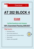 AT 202 Block 4 Exam Verified Questions and Answers 100- Guaranteed Passing 2026