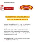 Texas Department of Public Safety Exam Questions and Answers Graded A&plus; &ndash; Complete Certification Practice Test and Study Guide