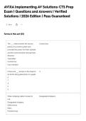 AVIXA Implementing AV Solutions&colon; CTS Prep&NewLine;Exam &vert; Questions and Answers &vert; Verified&NewLine;Solutions &vert; 2026 Edition &vert; Pass Guaranteed