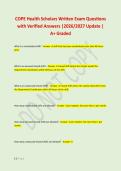 COPE Health Scholars Written Exam Questions &NewLine;with Verified Answers &vert;2026&sol;2027 Update &vert; &NewLine;A&plus; Graded 
