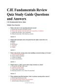 CJE Fundamentals Review Quiz Study Guide Questions and Answers 2026&sol;2027 &vert; Comprehensive Exam Preparation Resource &vert; Verified Solutions &vert; A&plus; Rated