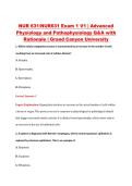 NUR631 Exam 1 V1&ndash;V3 &vert; NUR 631 Exam 1 V1&ndash;V3 &vert; Advanced Physiology and Pathophysiology &vert; Grand Canyon University &vert; Complete Exam Bundle with Detailed Verified Answers
