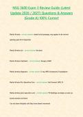 NSG 3600 Exam 3 Review Guide &lpar;Latest Update 2026 2027&rpar; Questions & Answers -Grade A- 100- Correct&period;