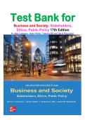 Test Bank for Business and Society&colon; Stakeholders&comma; Ethics&comma; Public Policy 17th Edition by Anne Lawrence&comma; James Weber&comma; Vanessa Hill and David Wasieleski isbn-9781265910419