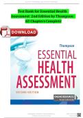 Essential Health Assessment Second Edition by Janice Thompson Test Bank &vert;ISBN&colon; 9781719642323&vert; Complete Guide A&plus;