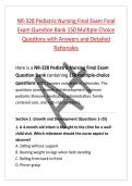 NR-328&NewLine;Pediatric Nursing&NewLine;Final Exam Final Exam Question Bank&NewLine;150 Multiple Choice Questions with Answers and Detailed Rationales