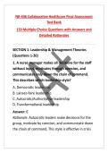 NR-446 Collaborative Healthcare Final Assessment Test Bank&NewLine;150 Multiple Choice Questions with Answers and Detailed Rationales