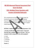 NR-509 Advanced Physical Assessment Final Exam Test Bank&NewLine;250&plus; Multiple Choice Questions with Answers & Detailed Rationales