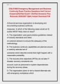 CSA Z1600 Emergency Management and Business &NewLine;Continuity Exam Practice Questions And Correct &NewLine;Answers&vert;&vert;Verified Exam&excl;&excl; &lpar;Verified Answers&rpar; Plus &NewLine;Rationale 2026&sol;2027 Q&A&vert; Instant Download Pdf 