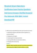 Maryland Airport Operations &NewLine;Certification Exam Practice Questions &NewLine;And Correct Answers &lpar;Verified Answers&rpar; &NewLine;Plus Rationale 2026 Q&A&vert; Instant &NewLine;Download Pdf  