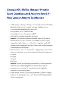 Georgia &lpar;GA&rpar; Utility Manager Practice&NewLine;Exam Questions And Answers Rated A&plus;&NewLine;New Update Assured Satisfaction