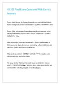 HS 321 Final Exam Questions With Correct Answers