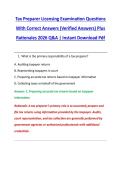 Tax Preparer Licensing Examination Questions &NewLine;With Correct Answers &lpar;Verified Answers&rpar; Plus &NewLine;Rationales 2026 Q&A &vert; Instant Download Pdf 