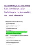 Wisconsin Notary Public Exam Practice &NewLine;Questions And Correct Answers &NewLine;&lpar;Verified Answers&rpar; Plus Rationales 2026 &NewLine;Q&A &vert; Instant Download Pdf