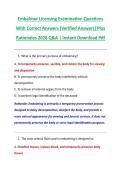 Embalmer Licensing Examination Questions &NewLine;With Correct Answers &lpar;Verified Answers&rpar; Plus &NewLine;Rationales 2026 Q&A &vert; Instant Download Pdf 