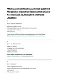 AMERICAN GOVERNMENT EXAMINATION QUESTIONS &NewLine;AND CORRECT ANSWER WITH EXPLANATION GRADED &NewLine;A&plus; STUDY GUIDE