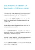 Stats 201 Exam 1 utk &lpar;Chapters 1-8&rpar; Exam Questions With Correct Answers&period;
