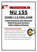 NU 155 Exams 1&ndash;3 & Final Exam &ndash; Medical-Surgical Nursing I &ndash; &lpar;2026&rpar; Actual Questions & Answers &lpar;Galen College&rpar;