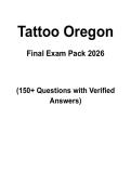 Tattoo Oregon Final  Mock Exam &vert; 100&plus; Questions with Verified Answers &vert; 2026&NewLine;&NewLine;