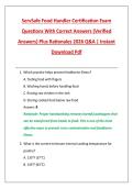 ServSafe Food Handler Certification Exam &NewLine;Questions With Correct Answers &lpar;Verified &NewLine;Answers&rpar; Plus Rationales 2026 Q&A &vert; Instant &NewLine;Download Pdf 