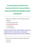 ServSafe Manager Certification Exam &NewLine;Questions With Correct Answers &lpar;Verified &NewLine;Answers&rpar; Plus Rationales 2026 Q&A &vert; Instant &NewLine;Download Pdf 