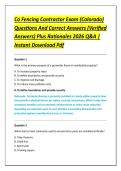 Co Fencing Contractor Exam &lpar;Colorado&rpar; &NewLine;Questions And Correct Answers &lpar;Verified &NewLine;Answers&rpar; Plus Rationales 2026 Q&A &vert; &NewLine;Instant Download Pdf 