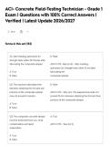 ACI- Concrete Field-Testing Technician - Grade 1&NewLine;Exam &vert; Questions with 100&percnt; Correct Answers &vert;&NewLine;Verified &vert; Latest Update 2026&sol;2027