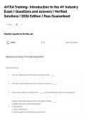 AVIXATraining- Introduction to the AV Industry&NewLine;Exam &vert; Questions and Answers &vert; Verified&NewLine;Solutions &vert; 2026 Edition &vert; Pass Guaranteed