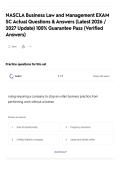NASCLA Business Law and Management EXAM SC Actual Questions & Answers &lpar;Latest 2026 &sol; 2027 Update&rpar; 100&percnt; Guarantee Pass &lpar;Verified Answers&rpar;