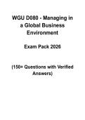 WGU D080 Managing in a Global Business Environment Practice Test &vert; 100&plus; Questions with Verified Answers &vert; 2026