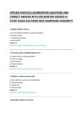 APPLIED STATISTICS EXAMINATION QUESTIONS AND &NewLine;CORRECT ANSWER WITH EXPLANATION GRADED A&plus; &NewLine;STUDY GUIDE