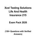 XCEL Testing Solutions Life and Health Insurance Exam Practice Test &vert; 100&plus; Questions with Verified Answers &vert; 2026