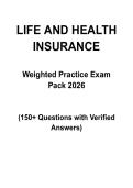 XCEL Testing Solutions Life and Health Insurance Weighted Exam &vert; 150 Questions with Verified Answers &vert; 2026