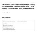 EMT Practice Final Examination &lpar;Multiple Choice&rpar; Actual Questions & Answers &lpar;Latest 2026 &sol; 2027 Update&rpar; 100&percnt; Guarantee Pass &lpar;Verified Answers&rpar;