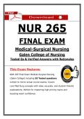 NUR 265 Final Exam &ndash; Medical-Surgical Nursing &ndash; &lpar;2026&rpar; Actual Questions & Answers &lpar;Galen College&rpar;
