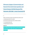 Minnesota Category G Demonstration and &NewLine;Research Pest Control Exam questions and &NewLine;Correct Answers &lpar;Verified Answers&rpar; Plus &NewLine;Rationales 2026 Q&A &vert; Instant Download Pdf
