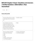 BIOL133 Chapter 6 Exam &vert; Questions and Answers&NewLine;&vert; Verified Solutions &vert; 2026 Edition &vert; Pass&NewLine;Guaranteed