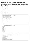BIOL133 CHAPTER 9 Exam &vert; Questions and&NewLine;Answers &vert; Verified Solutions &vert; 2026 Edition &vert; Pass&NewLine;Guaranteed