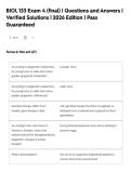 BIOL 133 Exam 4 &lpar;final&rpar; &vert; Questions and Answers &vert;&NewLine;Verified Solutions &vert; 2026 Edition &vert; Pass&NewLine;Guaranteed