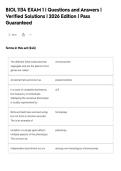 BIOL 1134 EXAM 1 &vert; Questions and Answers &vert;&NewLine;Verified Solutions &vert; 2026 Edition &vert; Pass&NewLine;Guaranteed