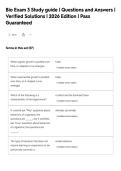 Bio Exam 3 Study guide &vert; Questions and Answers &vert;&NewLine;Verified Solutions &vert; 2026 Edition &vert; Pass&NewLine;Guaranteed