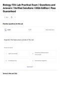 Biology 1134 Lab Practical Exam &vert; Questions and&NewLine;Answers &vert; Verified Solutions &vert; 2026 Edition &vert; Pass&NewLine;Guaranteed