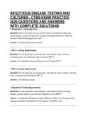 INFECTIOUS DISEASE TESTING AND CULTURES - CTBS EXAM PRACTICE 2026 QUESTIONS AND ANSWERS WITH COMPLETE SOLUTIONS