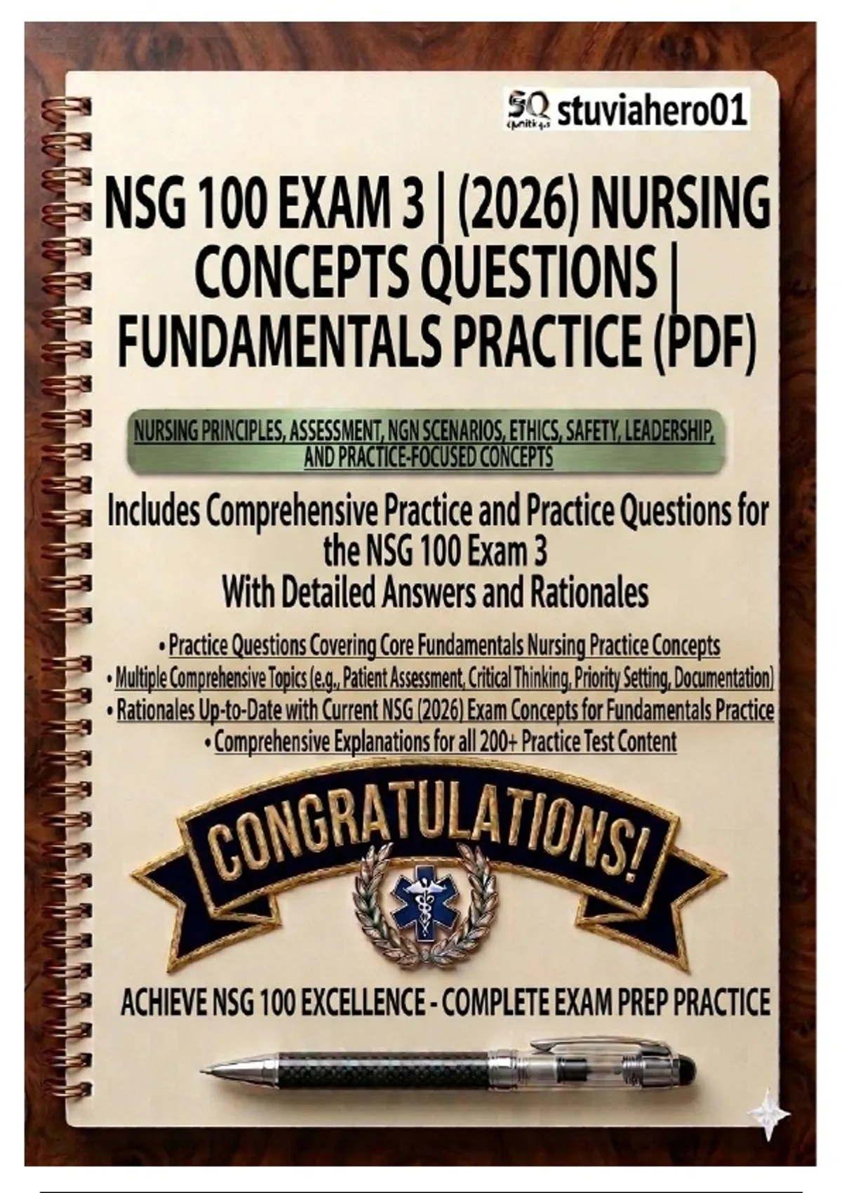 NSG 100 Exam 3 2026: Nursing Concepts Fundamentals Practice Questions ...