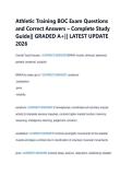 Athletic Training BOC Exam Questions &NewLine;and Correct Answers &ndash; Complete Study &NewLine;Guide&vert;&vert; GRADED A&plus;&vert;&vert; LATEST UPDATE &NewLine;2026 