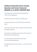 California School Bus Driver Practice &NewLine;Questions and Correct Answers&vert;&vert; &NewLine;GRADED A&plus;&vert;&vert; LATEST UPDATED 2026